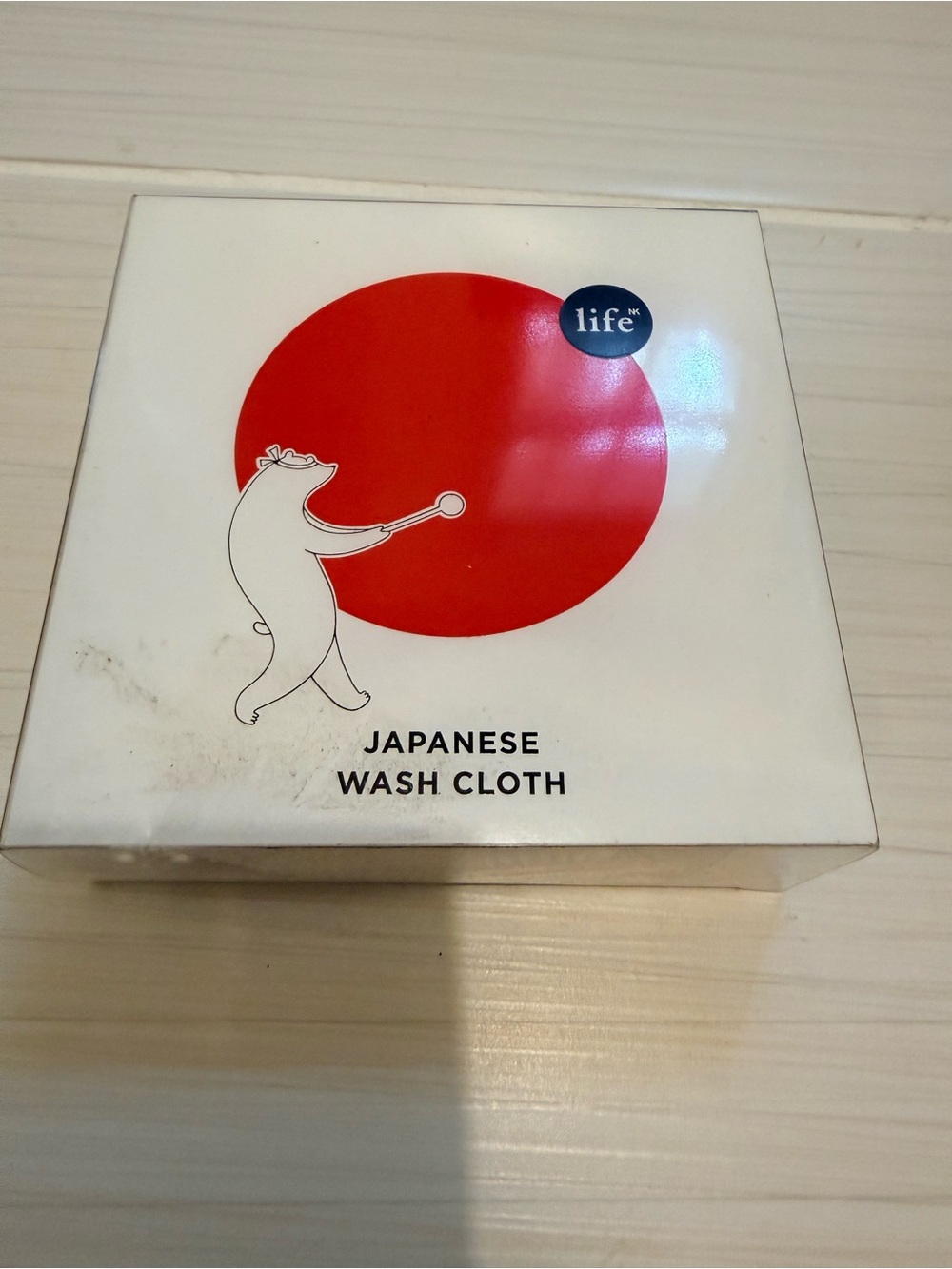 Life NK Japanese Wash Cloth - White with Red Accent